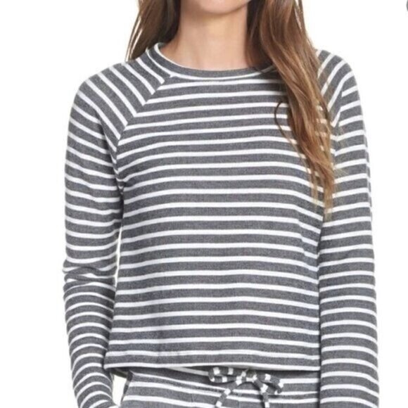 Beyond Yoga Sweatshirt Live Out Loud Striped Long Sleeve Cropped Popover  XS - Picture 1 of 4